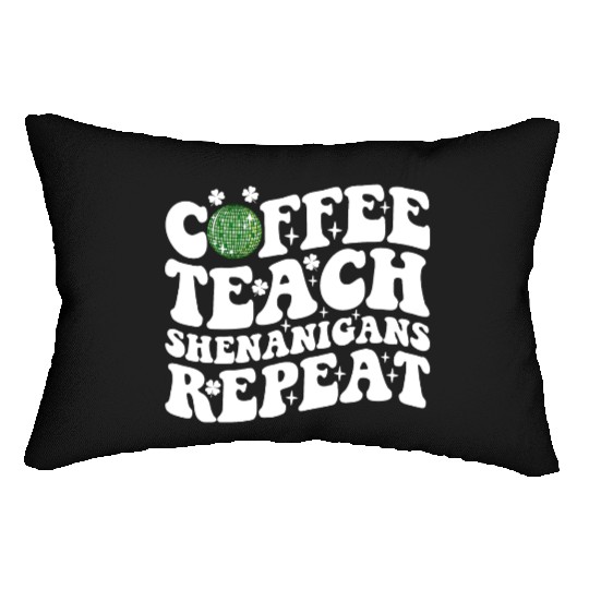 Coffee Teach Shenanigans Repeat Disco Ball Teacher Lumbar Pillows