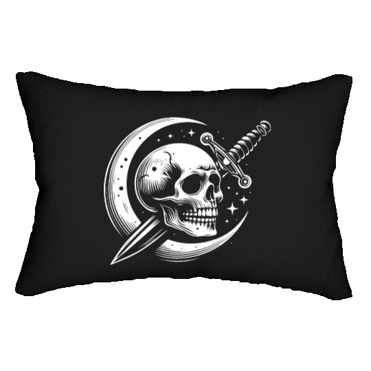 Skull with roses and moon Lumbar Pillows