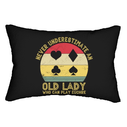 Old Euchre lady funny euchre Lumbar Pillows