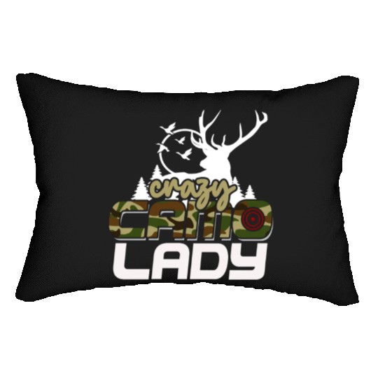 Crazy Camo Lady Women's Deer Hunting Season Camo Lumbar Pillows
