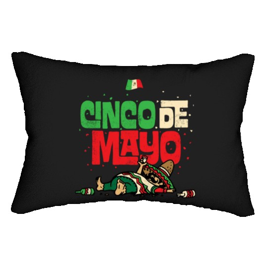 Cinco De Mayo May 5 Drunk Mexican Flag Lumbar Pillows