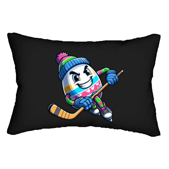 Easter Egg Hockey - Unique Gift for Players Lumbar Pillows