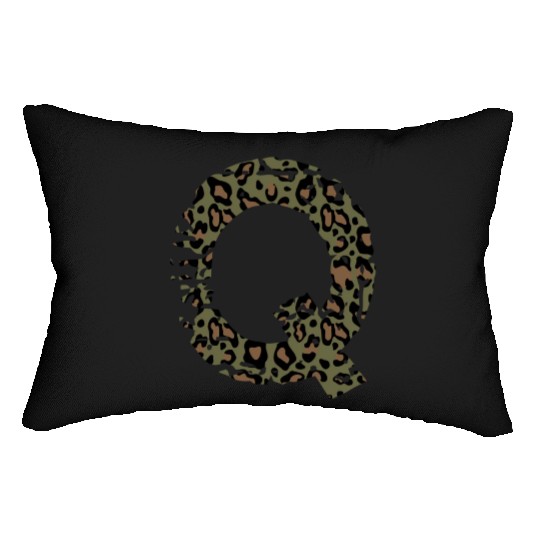 Q army camo design Lumbar Pillows