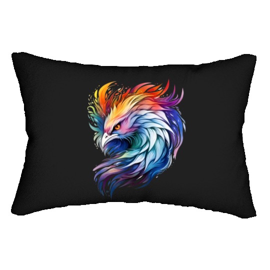 Cool Colorful Watercolor Phoenix Lumbar Pillows