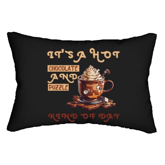 it's a hot chocolate and puzzle kind of day Funny Lumbar Pillows