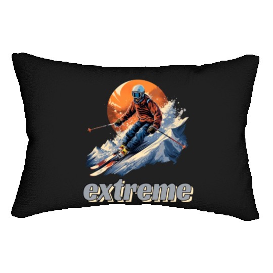 Skiing Off Piste Winter Fun for a Skiers Lumbar Pillows