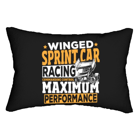Winged Sprint Car Racing Commanding Control Lumbar Pillows