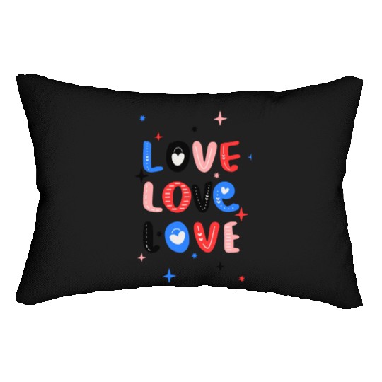 White Red Pink Light Blue Black Bold Valentine Lumbar Pillows