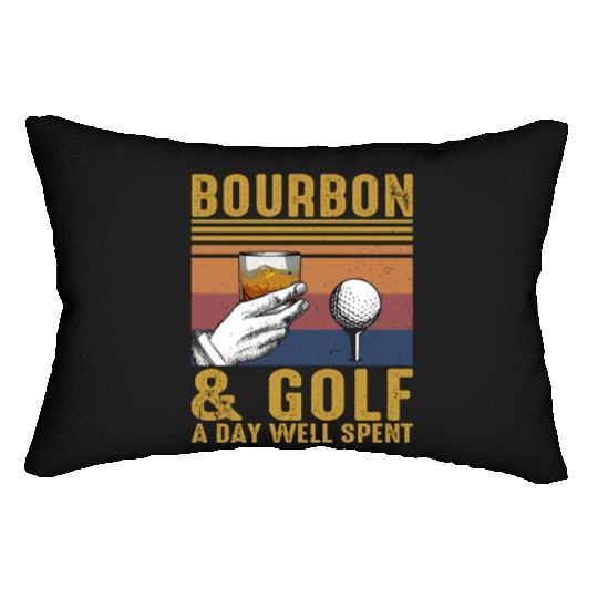Bourbon Golf Funny Golfer Bourbon Lover Lumbar Pillows