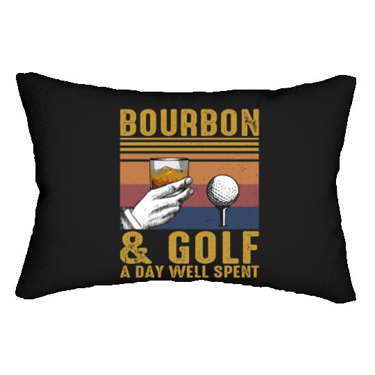 Bourbon Golf Funny Golfer Bourbon Lover Lumbar Pillows