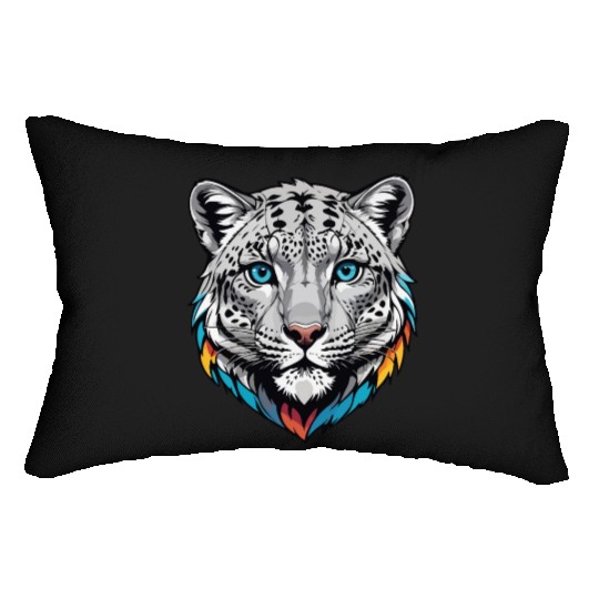 Majestic Snow Leopard Portrait - Exotic Wildlife Lumbar Pillows