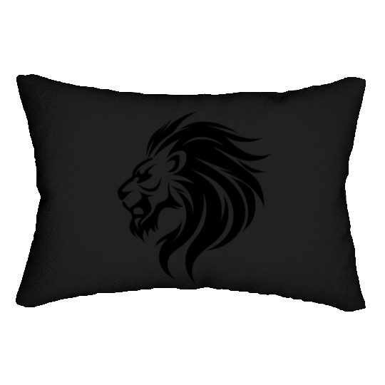 Angry Lion Head Tattoo Style Waving Mane Lumbar Pillows