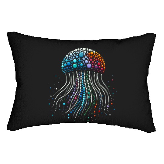 Neon Abyss - Jellyfish Pebble Art Lumbar Pillows