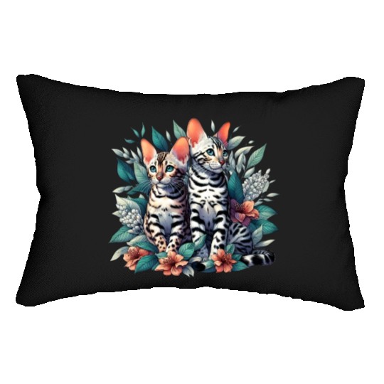 Bengal Kittens Snow Asian Cats Lumbar Pillows