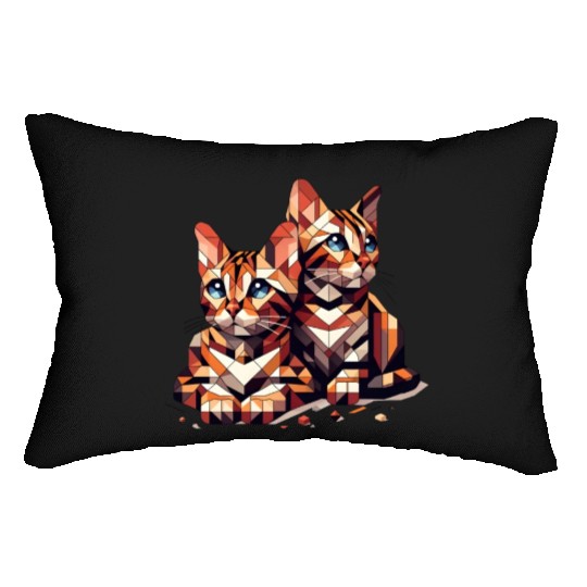 Bengal Kittens Geometric Shape Lumbar Pillows