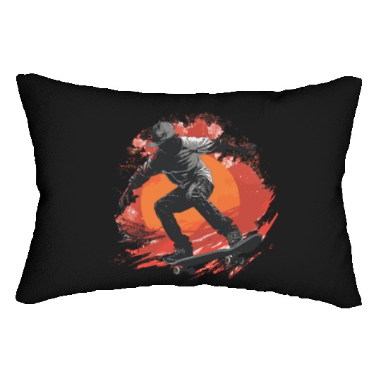 Skateboarder Skateboard Skate Skater Sun Beach Lumbar Pillows