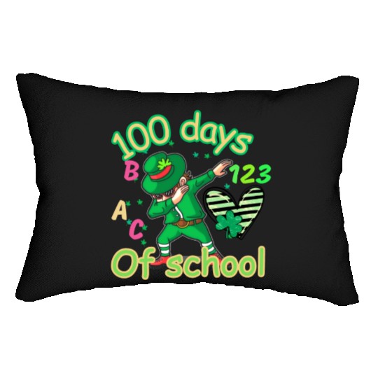 100 days of school kids shamrock dubbing Lumbar Pillows