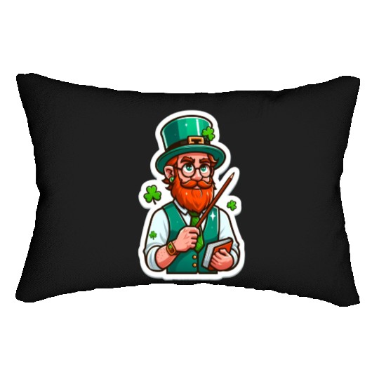 Irish bearded teacher, funny st patricks day Lumbar Pillows