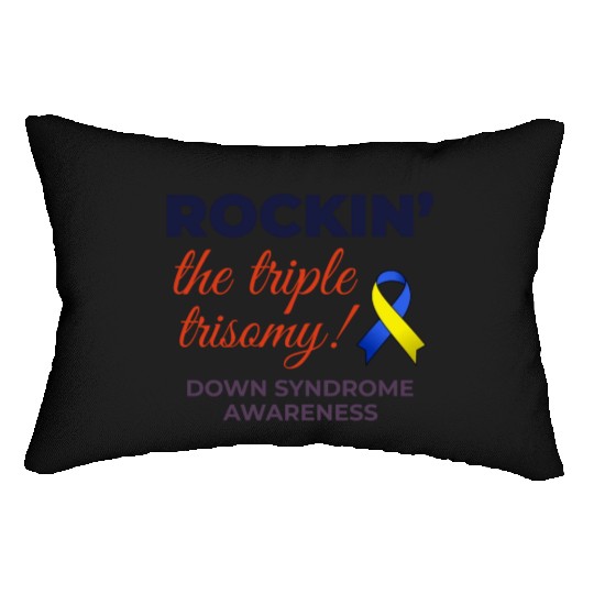 Down Syndrome Awareness Triple Trisomy Rock Lumbar Pillows