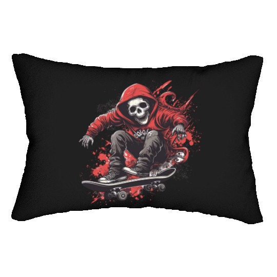 Skeleton Skull Skater Skateboarder Skateboard Lumbar Pillows
