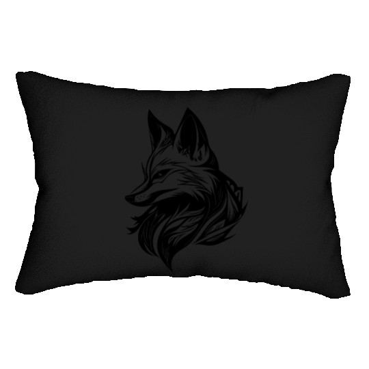 Elegant Cunning Fox In Tattoo Ink Lumbar Pillows