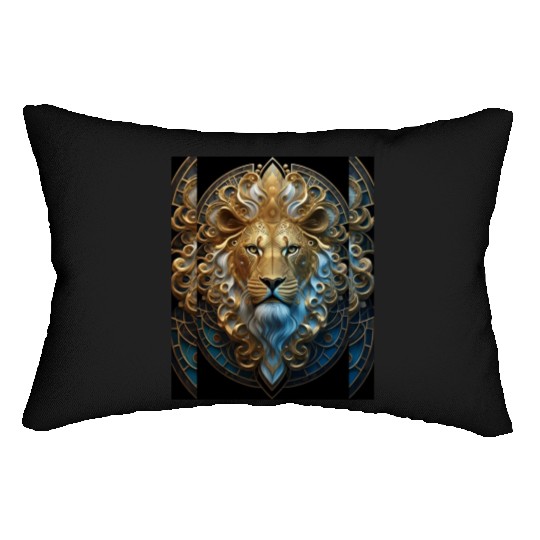 1920s Art Deco lion, gold Lumbar Pillows