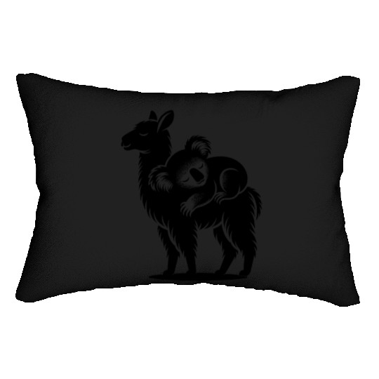 Funny Llama With A Chilling Koala On Its Back Lumbar Pillows
