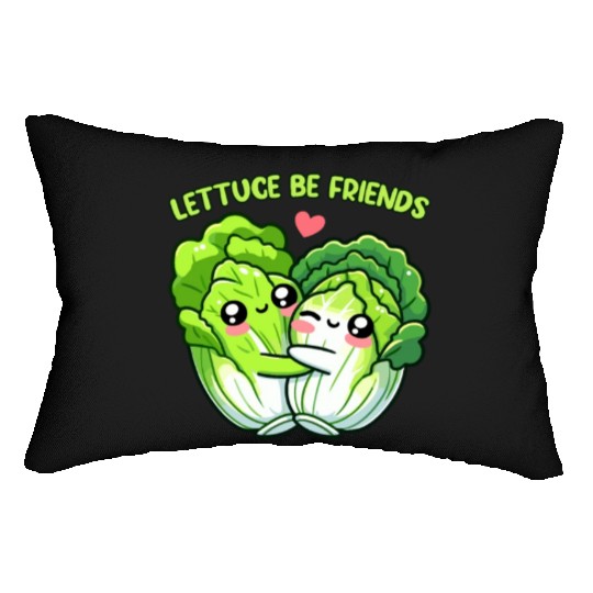 Lettuce Be Friends | Vegan Food Lumbar Pillows