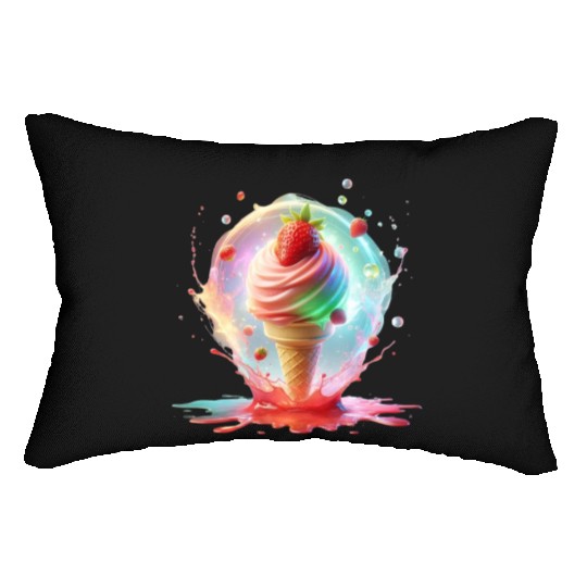 Strawberry Ice Cream with Colorful Luminescence Lumbar Pillows