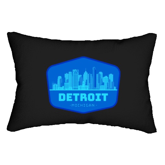 DETROIT SKYLINE BADGE Lumbar Pillows