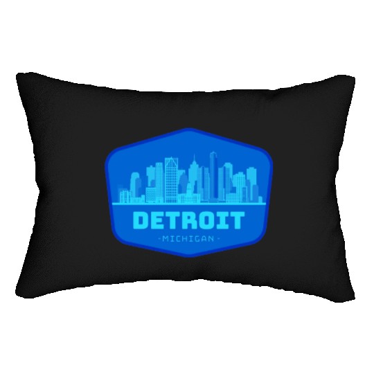 DETROIT SKYLINE BADGE Lumbar Pillows