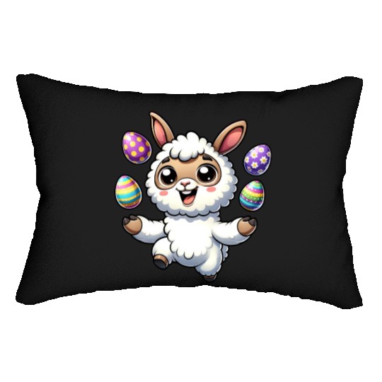 Easter Llama Juggling Lumbar Pillows