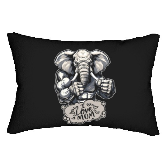 Elephant I Love Mom Lumbar Pillows