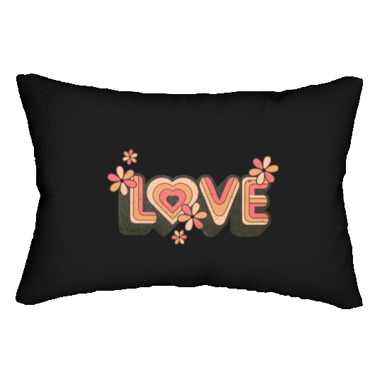 1960s Retro Hippie Floral Love Design Lumbar Pillows