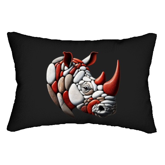 Rustic Terra Rhinoceros Pebble Art Piece Lumbar Pillows