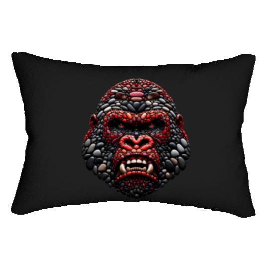Ferocious Ruby Gorilla Pebble Art Expression Lumbar Pillows