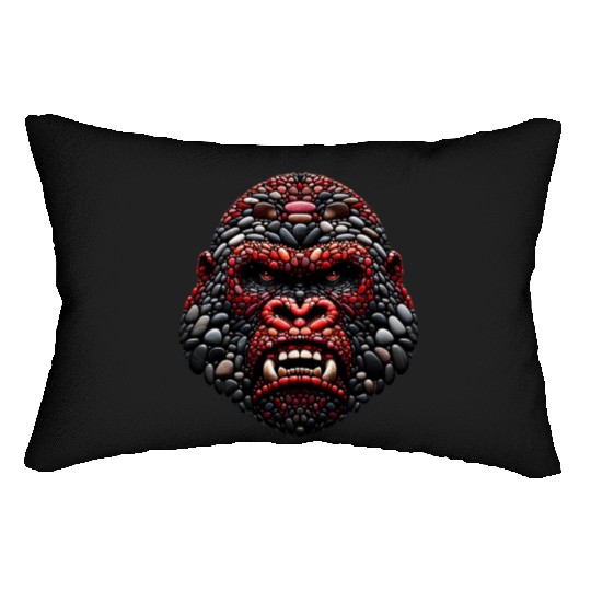 Ferocious Ruby Gorilla Pebble Art Expression Lumbar Pillows