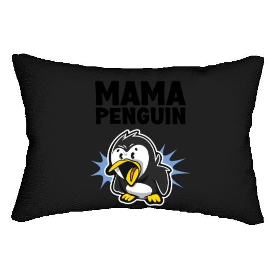 Penguin Mama Flightless Bird Lover Mother's Day Mo Lumbar Pillows