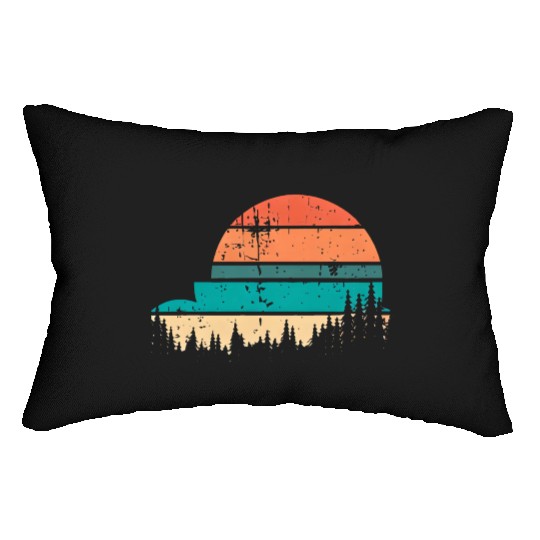 Retro Evergreen Sunset Stepped Circle Design Lumbar Pillows