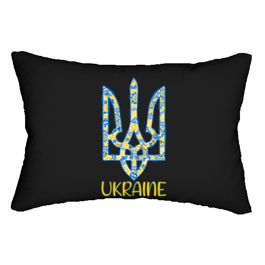 Ukraine trident in Ukrainian flag colors Lumbar Pillows