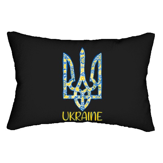 Ukraine trident in Ukrainian flag colors Lumbar Pillows