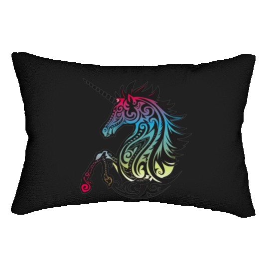 Mystical Rainbow Unicorn Art Lumbar Pillows