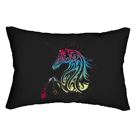 Mystical Rainbow Unicorn Art Lumbar Pillows