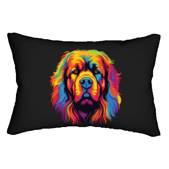 Watercolor Colorful Tibetan Mastiff Lumbar Pillows