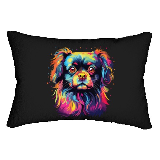 Watercolor Colorful Tibetan Spaniel Lumbar Pillows
