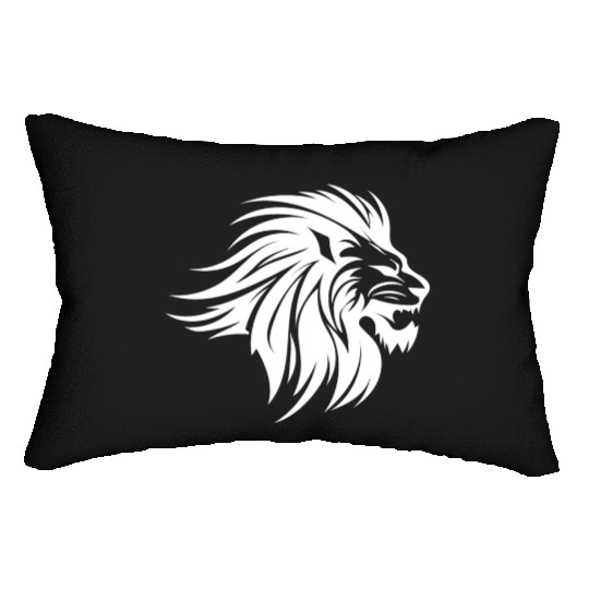 Waving Mane Lion Head Tattoo Ink Style Lumbar Pillows
