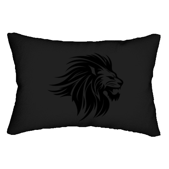 Waving Mane Lion Head Tattoo Ink Style Lumbar Pillows