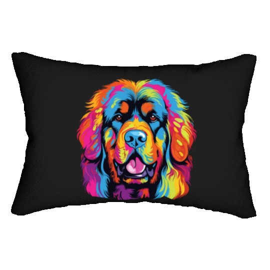 Watercolor Colorful Tibetan Mastiff Lumbar Pillows