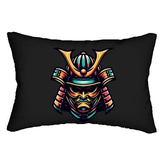 Samurai Warrior Helmet Vector Art Lumbar Pillows