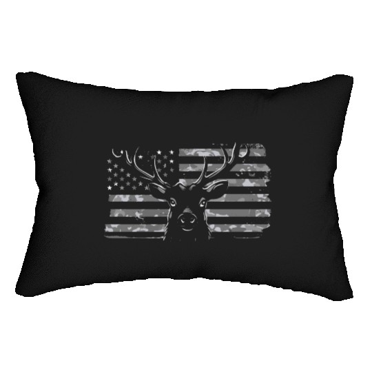 Patriotic deer camouflage 4th of july Lumbar Pillows